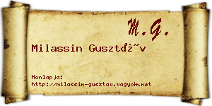 Milassin Gusztáv névjegykártya